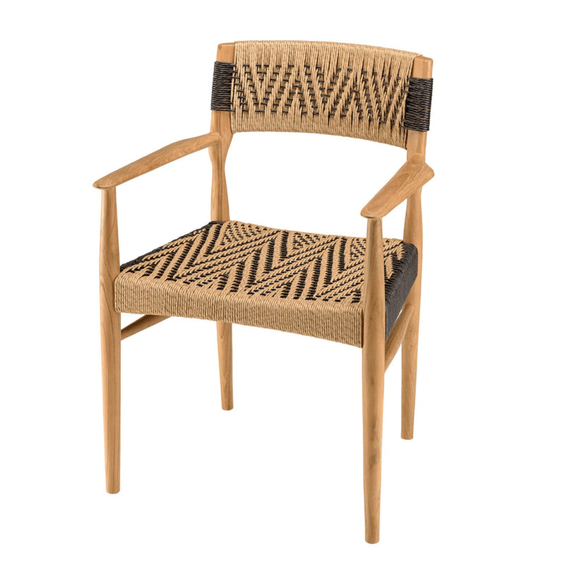 Valeria - Salon De Jardin - Teck Recyclé/Rotin Synthétique/Teck - Beige/Bois Clair/Marron/Noir