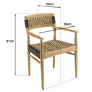 Valeria - Salon De Jardin - Teck Recyclé/Rotin Synthétique/Teck - Beige/Bois Clair/Marron/Noir