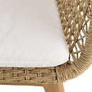 Valeria - Salon De Jardin - Teck Recyclé/Rotin Synthétique/Teck/Mousse Polyuréthane/Olefin - Beige/Blanc/Bois Clair/Marron