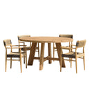 Valeria - Salon De Jardin - Teck Recyclé/Rotin Synthétique/Teck - Beige/Bois Clair/Marron/Noir