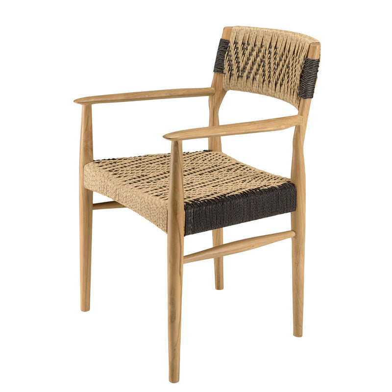 Valeria - Salon De Jardin - Teck Recyclé/Rotin Synthétique/Teck - Beige/Bois Clair/Marron/Noir