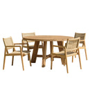 Valeria - Salon De Jardin - Teck Recyclé/Rotin Synthétique/Teck - Beige/Bois Clair/Marron