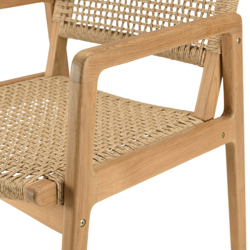 Valeria - Salon De Jardin - Teck Recyclé/Rotin Synthétique/Teck - Beige/Bois Clair/Marron