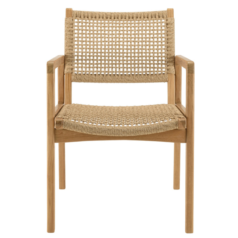 Valeria - Salon De Jardin - Teck Recyclé/Rotin Synthétique/Teck - Beige/Bois Clair/Marron