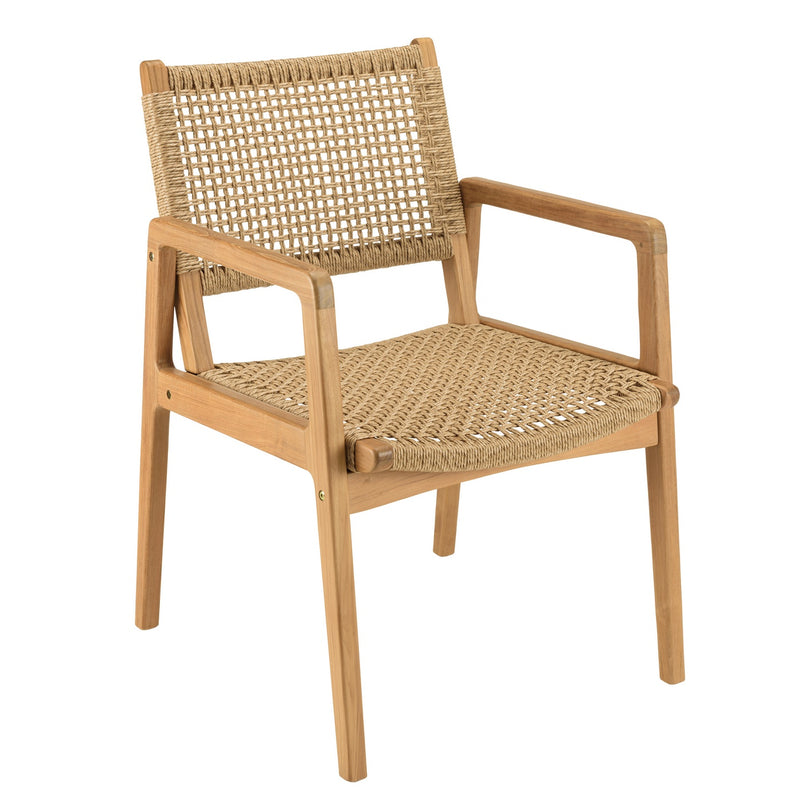 Valeria - Salon De Jardin - Teck Recyclé/Rotin Synthétique/Teck - Beige/Bois Clair/Marron