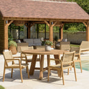 Valeria - Salon De Jardin - Teck Recyclé/Rotin Synthétique/Teck - Beige/Bois Clair/Marron