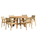 Valeria - Salon De Jardin - Teck Recyclé/Rotin Synthétique/Teck - Beige/Bois Clair/Marron