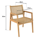 Valeria - Salon De Jardin - Teck Recyclé/Rotin Synthétique/Teck - Beige/Bois Clair/Marron