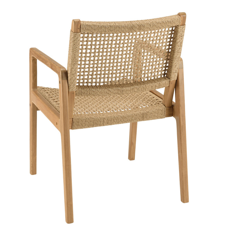 Valeria - Salon De Jardin - Teck Recyclé/Rotin Synthétique/Teck - Beige/Bois Clair/Marron