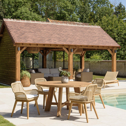 Valeria - Salon De Jardin 4 Pers - Bois Clair/Blanc/Beige/Marron