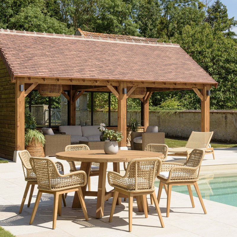 Valeria - Salon De Jardin - Bois Clair/Blanc/Beige/Marron