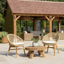 Valeria - Salon De Jardin - Teck Recyclé/Rotin Synthétique/Teck/Mousse Polyuréthane/Olefin - Beige/Blanc/Bois Clair/Marron