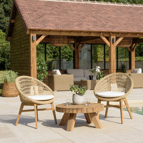 Valeria - Salon De Jardin - Beige/Blanc/Bois Clair/Marron