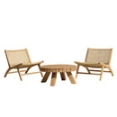 Valeria - Salon De Jardin - Teck Recyclé/Rotin Synthétique/Teck - Beige/Bois Clair/Marron