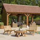 Valeria - Salon De Jardin - Teck Recyclé/Rotin Synthétique/Teck - Beige/Bois Clair/Marron