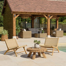 Valeria - Salon De Jardin - Teck Recyclé/Rotin Synthétique/Teck - Beige/Bois Clair/Marron