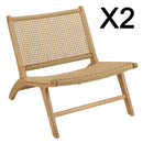 Valeria - Salon De Jardin - Teck Recyclé/Rotin Synthétique/Teck - Beige/Bois Clair/Marron