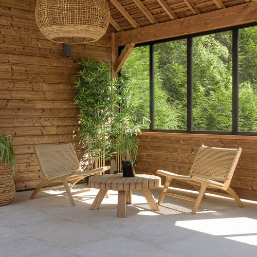 Valeria - Salon De Jardin - Beige/Bois Clair/Marron