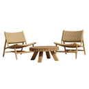 Valeria - Salon De Jardin - Teck Recyclé/Rotin Synthétique/Teck - Beige/Bois Clair/Marron