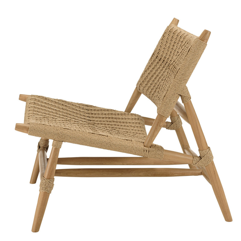 Valeria - Salon De Jardin - Teck Recyclé/Rotin Synthétique/Teck - Beige/Bois Clair/Marron