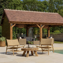 Valeria - Salon De Jardin - Teck Recyclé/Rotin Synthétique/Teck - Beige/Bois Clair/Marron