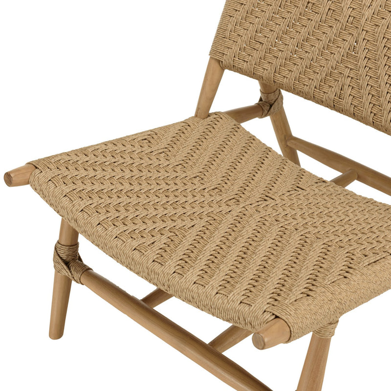 Valeria - Salon De Jardin - Teck Recyclé/Rotin Synthétique/Teck - Beige/Bois Clair/Marron