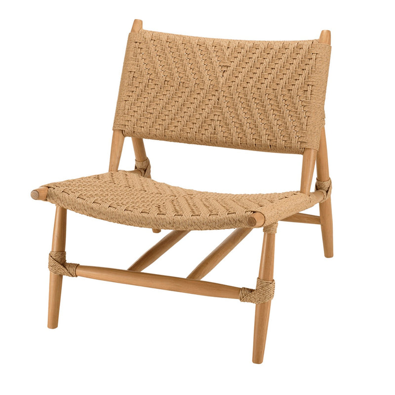Valeria - Salon De Jardin - Teck Recyclé/Rotin Synthétique/Teck - Beige/Bois Clair/Marron