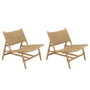 Valeria - Salon De Jardin - Teck Recyclé/Rotin Synthétique/Teck - Beige/Bois Clair/Marron