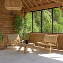 Valeria - Salon De Jardin - Teck Recyclé/Rotin Synthétique/Teck - Beige/Bois Clair/Marron