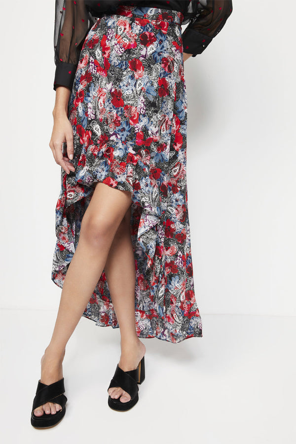 The Kooples - Falda Asimétrica De Seda Talle Alto - Rojo - Mujer