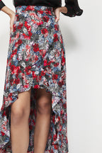 The Kooples - Asymmetric High-Waisted Silk Skirt - Red - Women