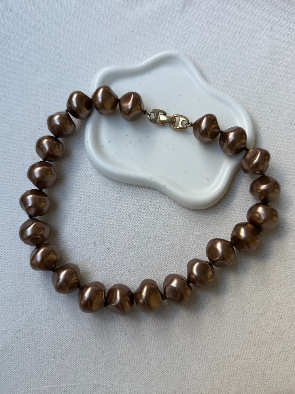 Collar Vintage - Cuentas Marrón Esmaltadas
