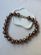 Collar Vintage - Cuentas Marrón Esmaltadas
