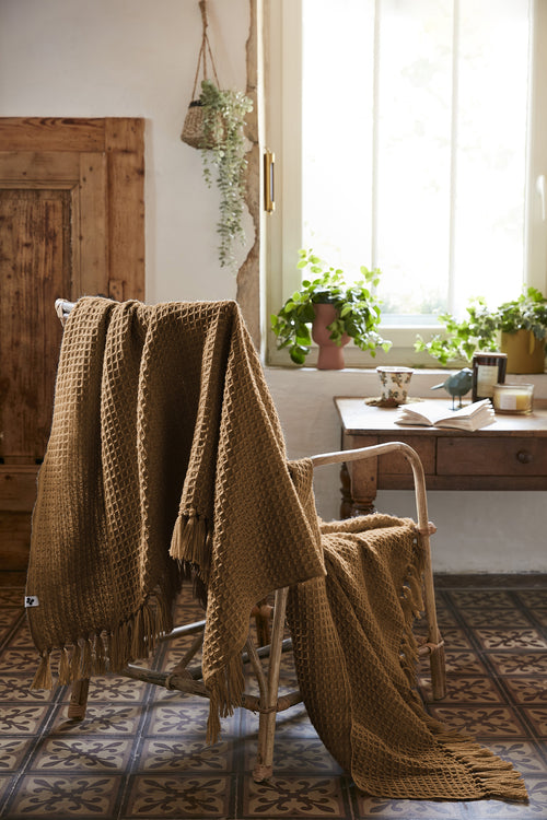 Plaid À Franges - Recyclé - Gabin - Camel