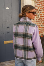 Léa Lilac Check Sleeveless Jacket