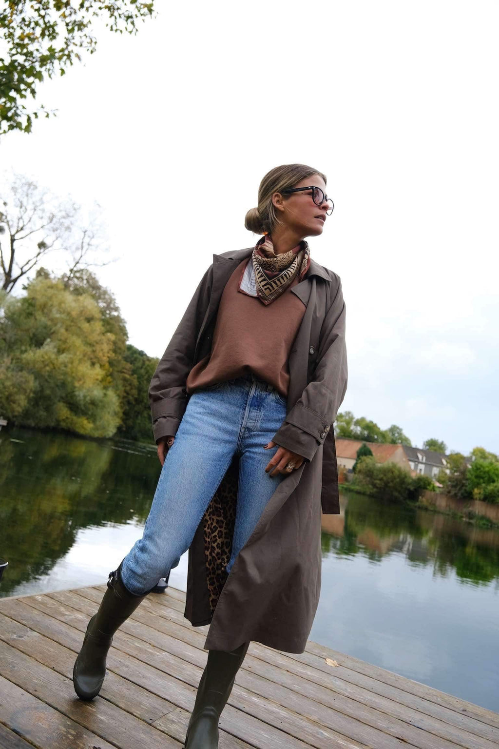 Paul Trench Coat Khaki/Leopard