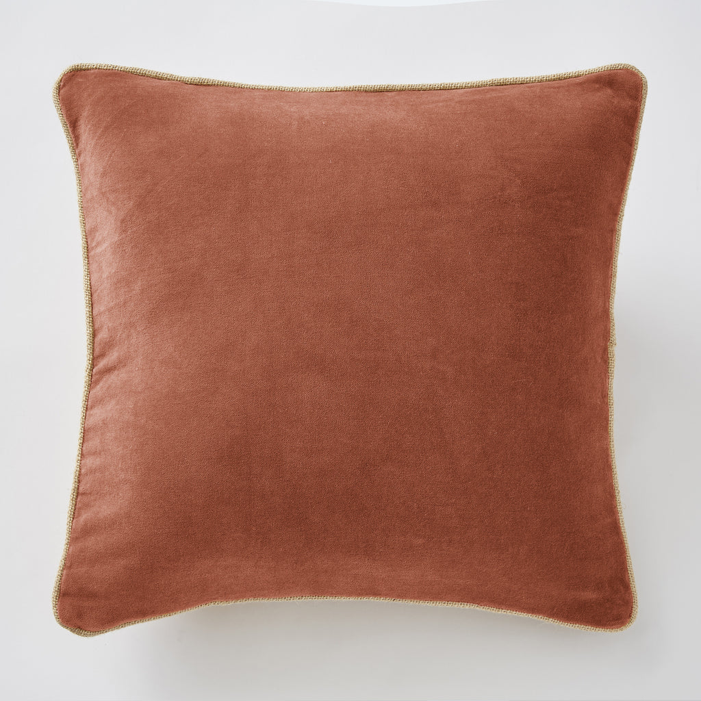 Cesar - Coussin Déhoussable - Velours De Coton - Terracotta