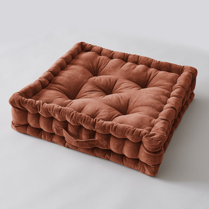 Coussin De Sol - Velours De Coton - César - Terracotta