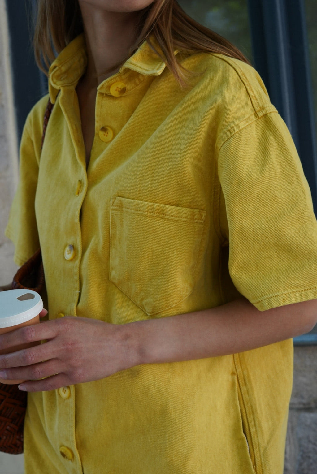Chloé Denim Playsuit Yellow