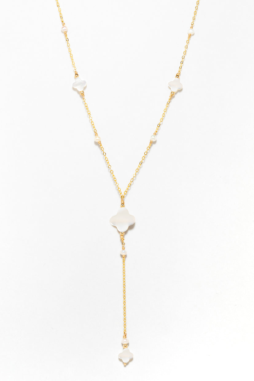 Collier Long Cravate Swan - Nacre