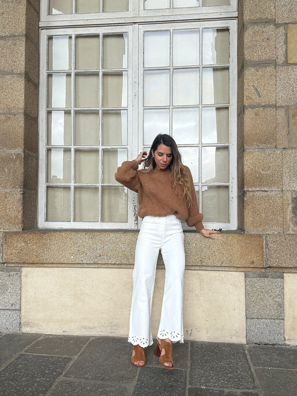 Jean cropped broderies Lola