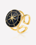Michonet – Ring Star, guldring med en svart kompassros
