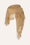 Michonet – Châle Beige, écharpe beige en laine avec franges, vue de face