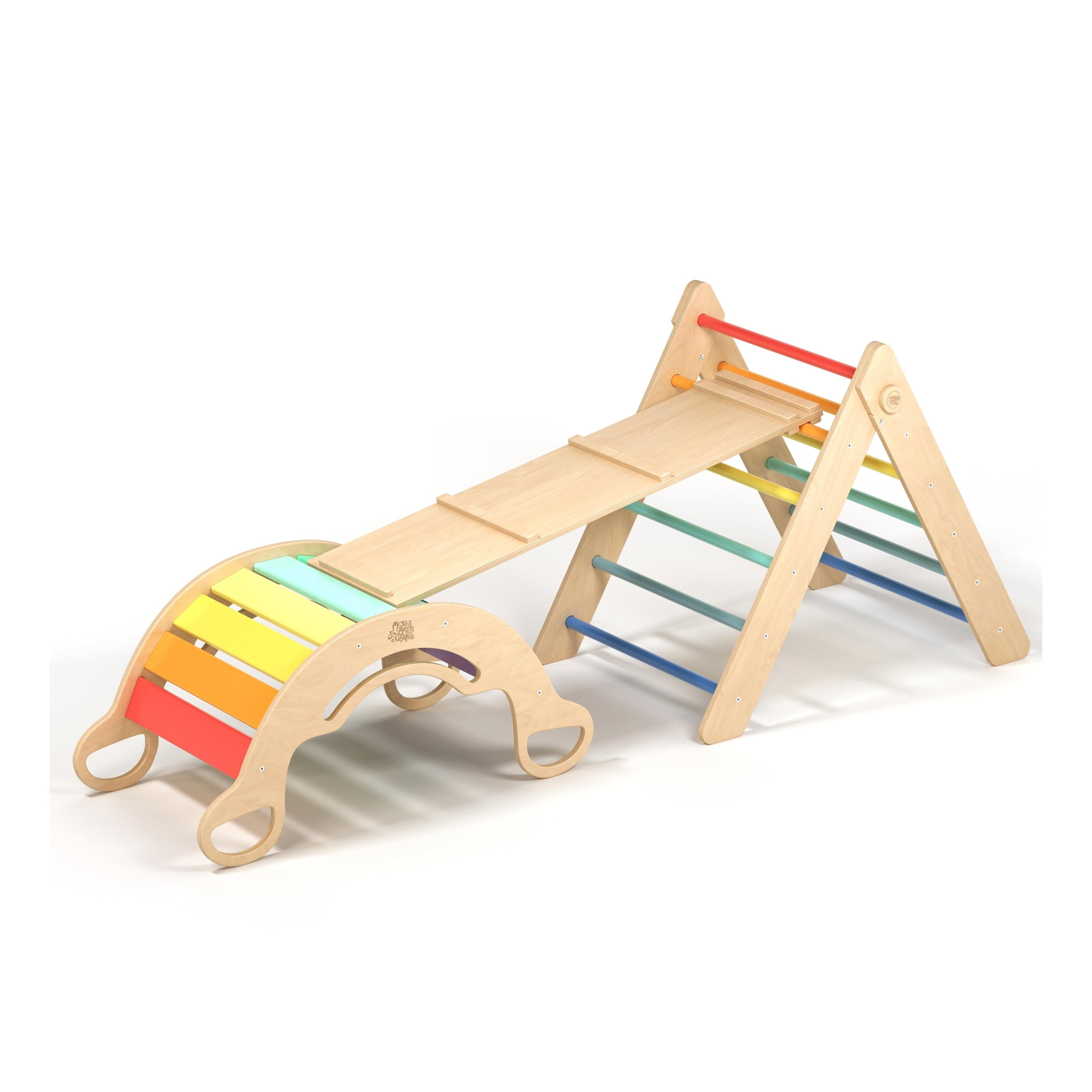 Triangle De Pikler + Grand Toboggan Double Face + Bascule D'Équilibre