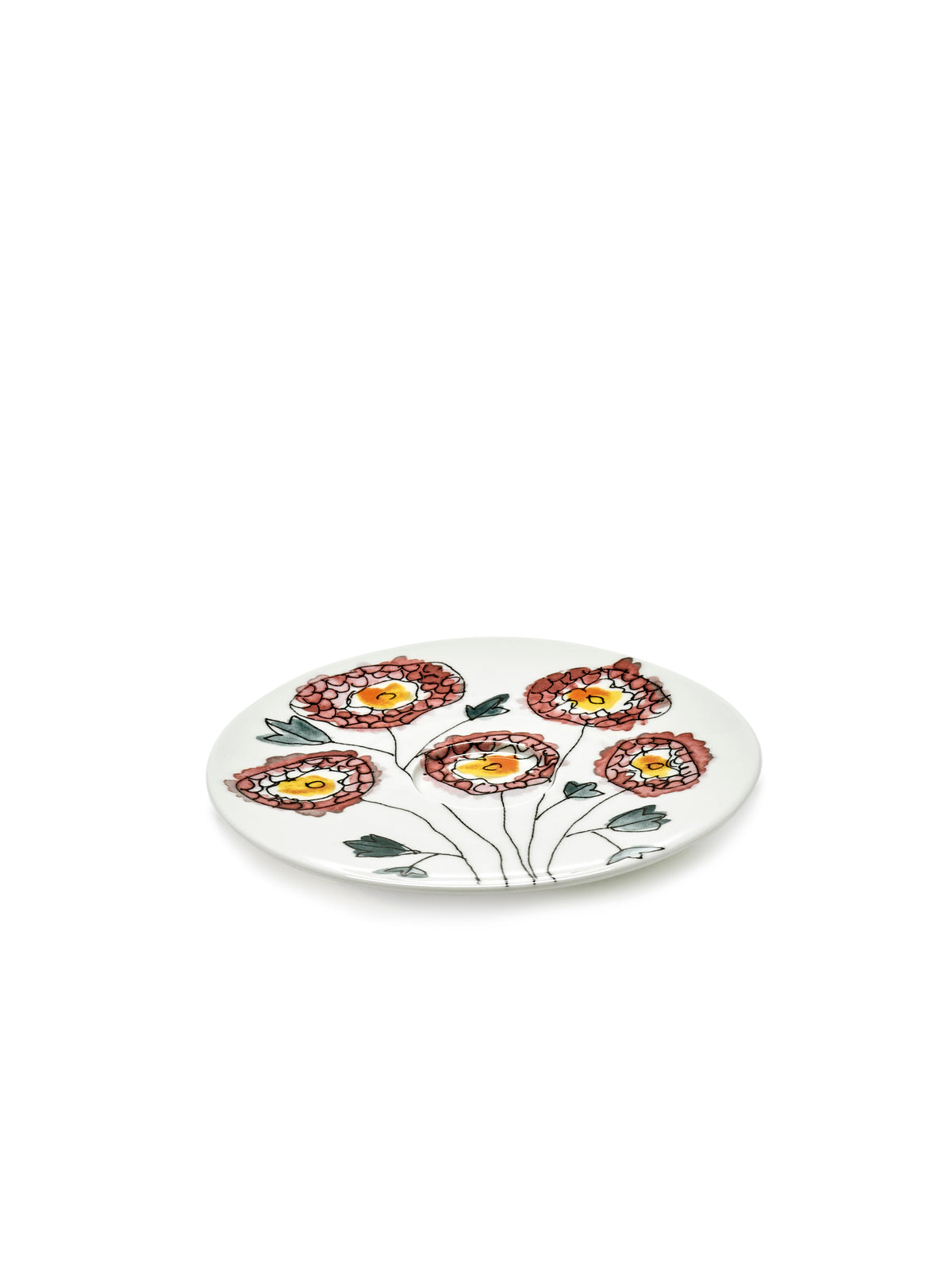 Midnight Flowers - Lot De 2 Soucoupes Pour Tasse À Cappuccino - Porcelaine Bone China - Anemone Milk