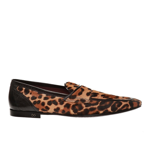 Mocassins - Dolce & Gabbana Leopard Print Pony Hair - Brown