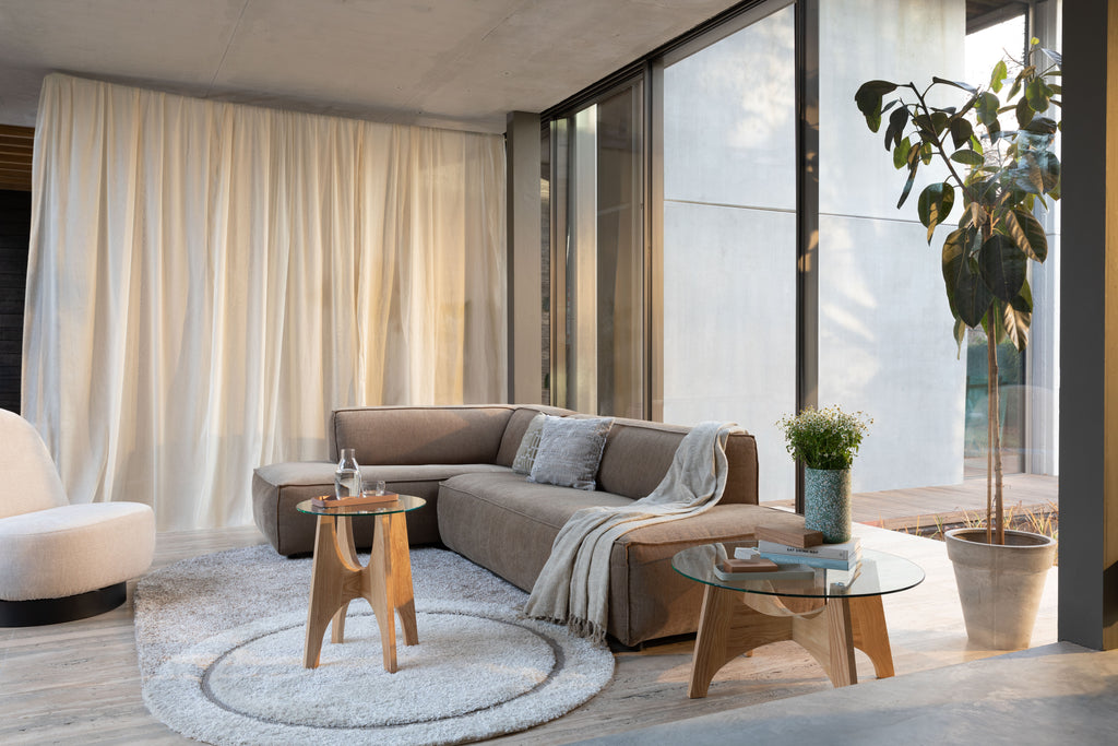 Kobe - Side Table - Glass - Natural/Beige