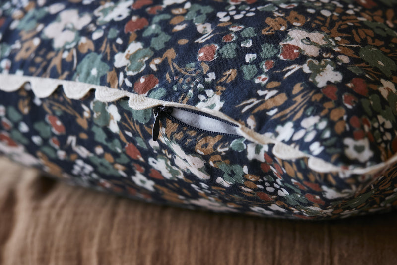 Coussin Déhoussable Gaze De Coton Imprimée - Capucine - Minuit