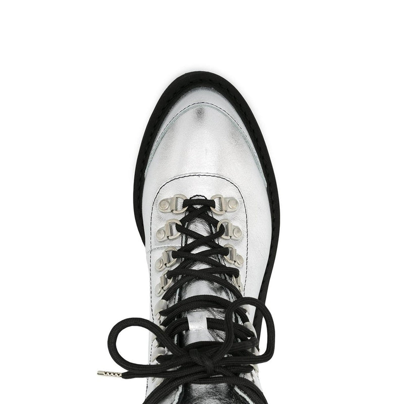 Boots Off-White Metallic Finish Ankle - Silver - Femme