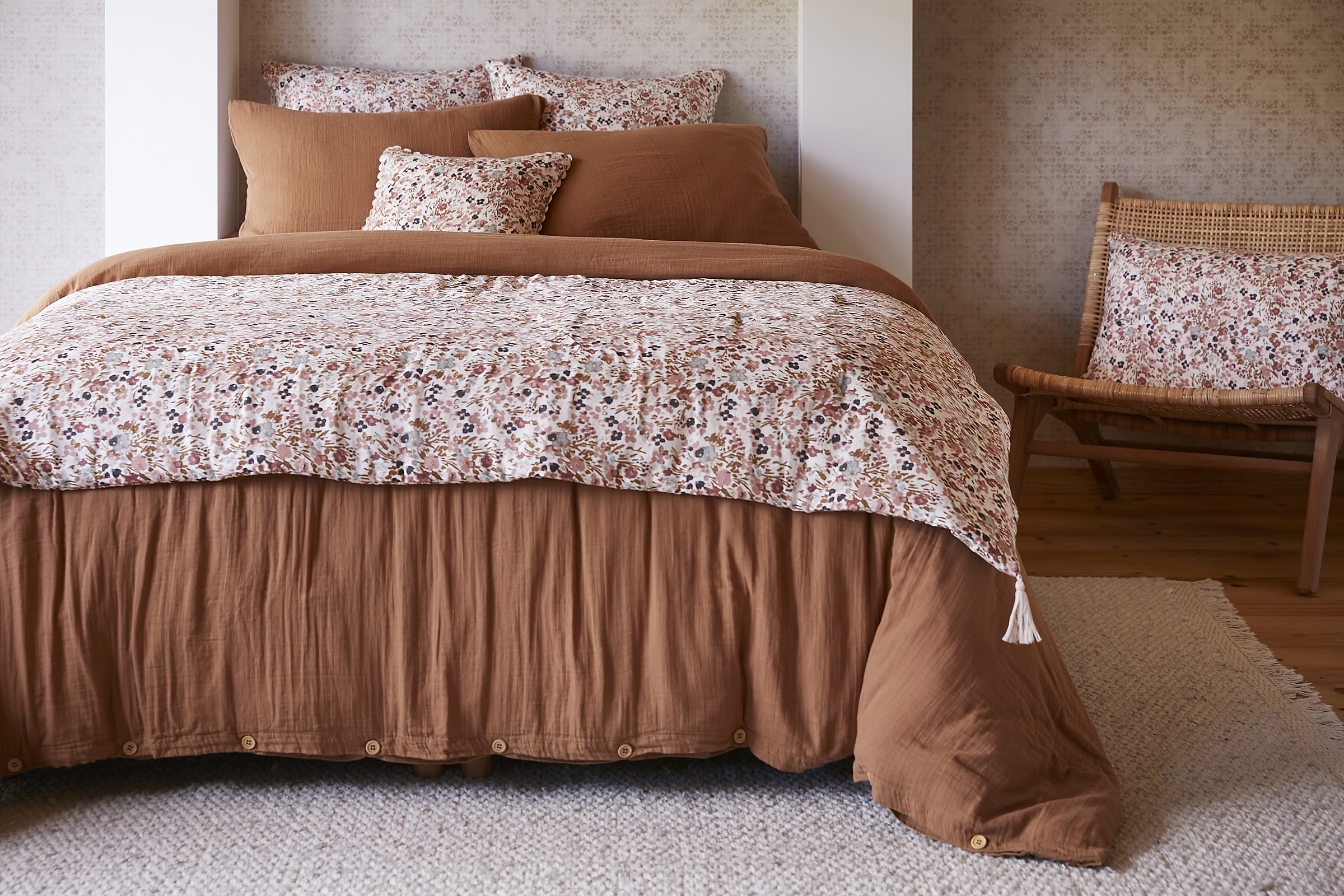 Extremo de Cama - Gasa de Algodón - Capuchina - Pampa